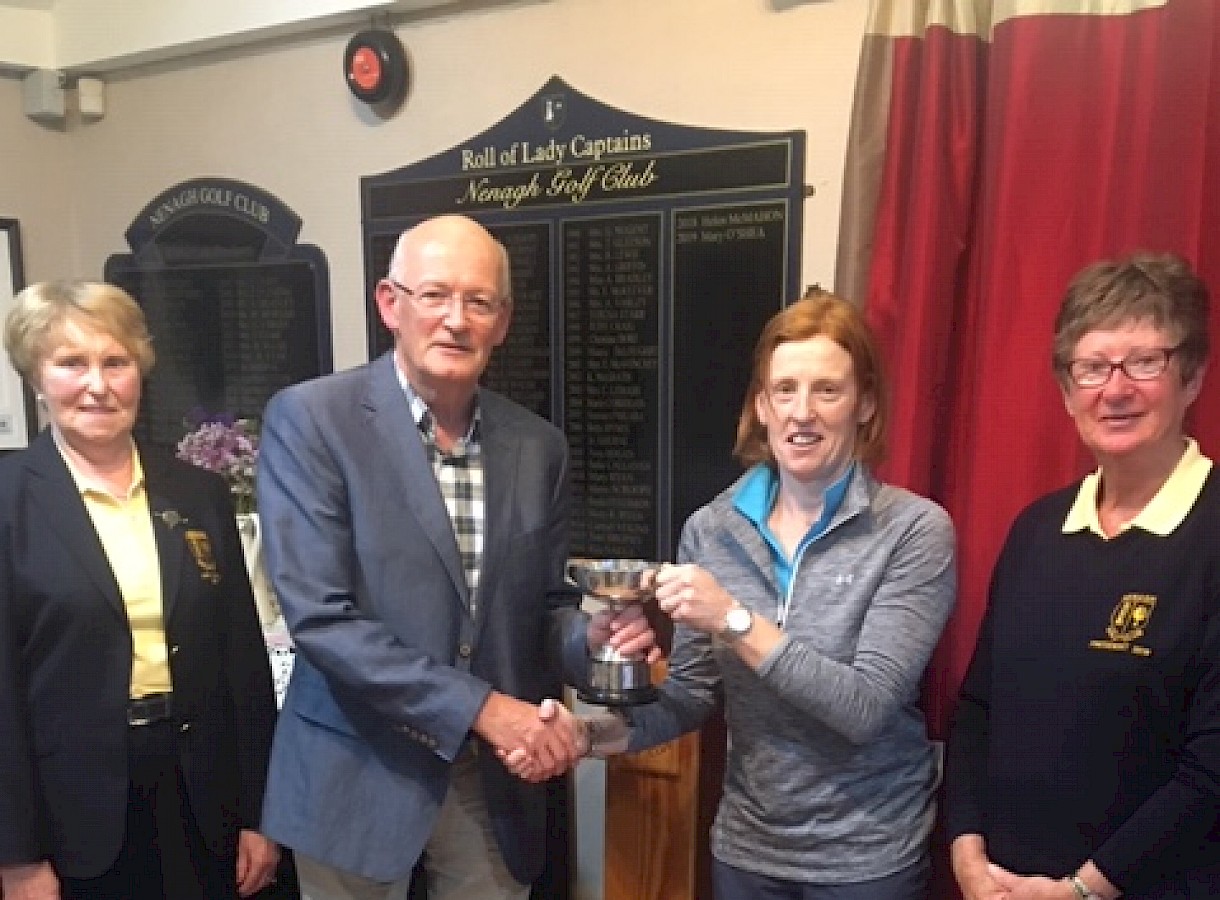 Deirdre Hughes winner of the 2019 Club Singles Trophy sponsored by Scroope Insurances