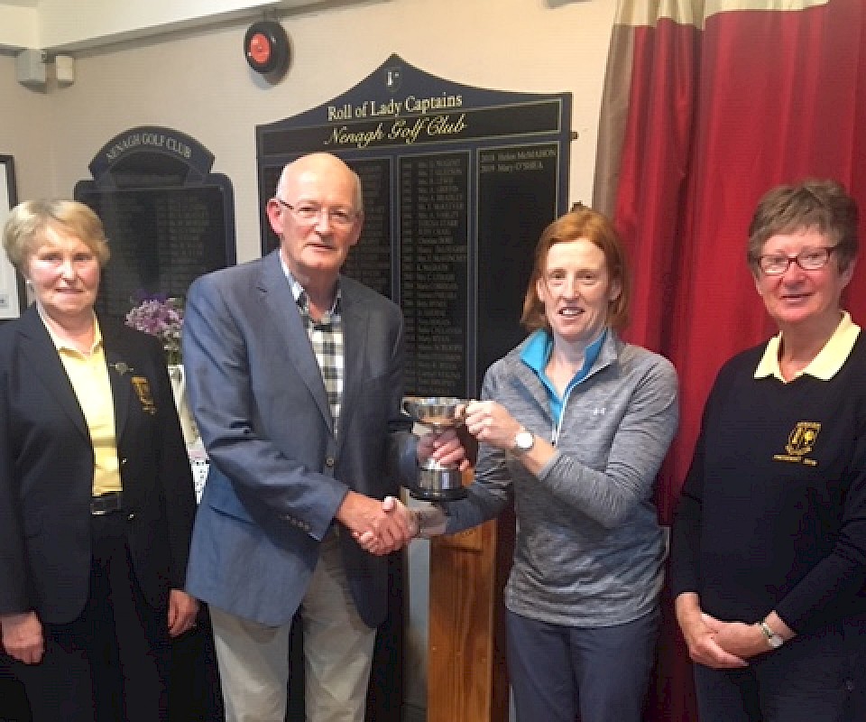 Deirdre Hughes winner of the 2019 Club Singles Trophy sponsored by Scroope Insurances